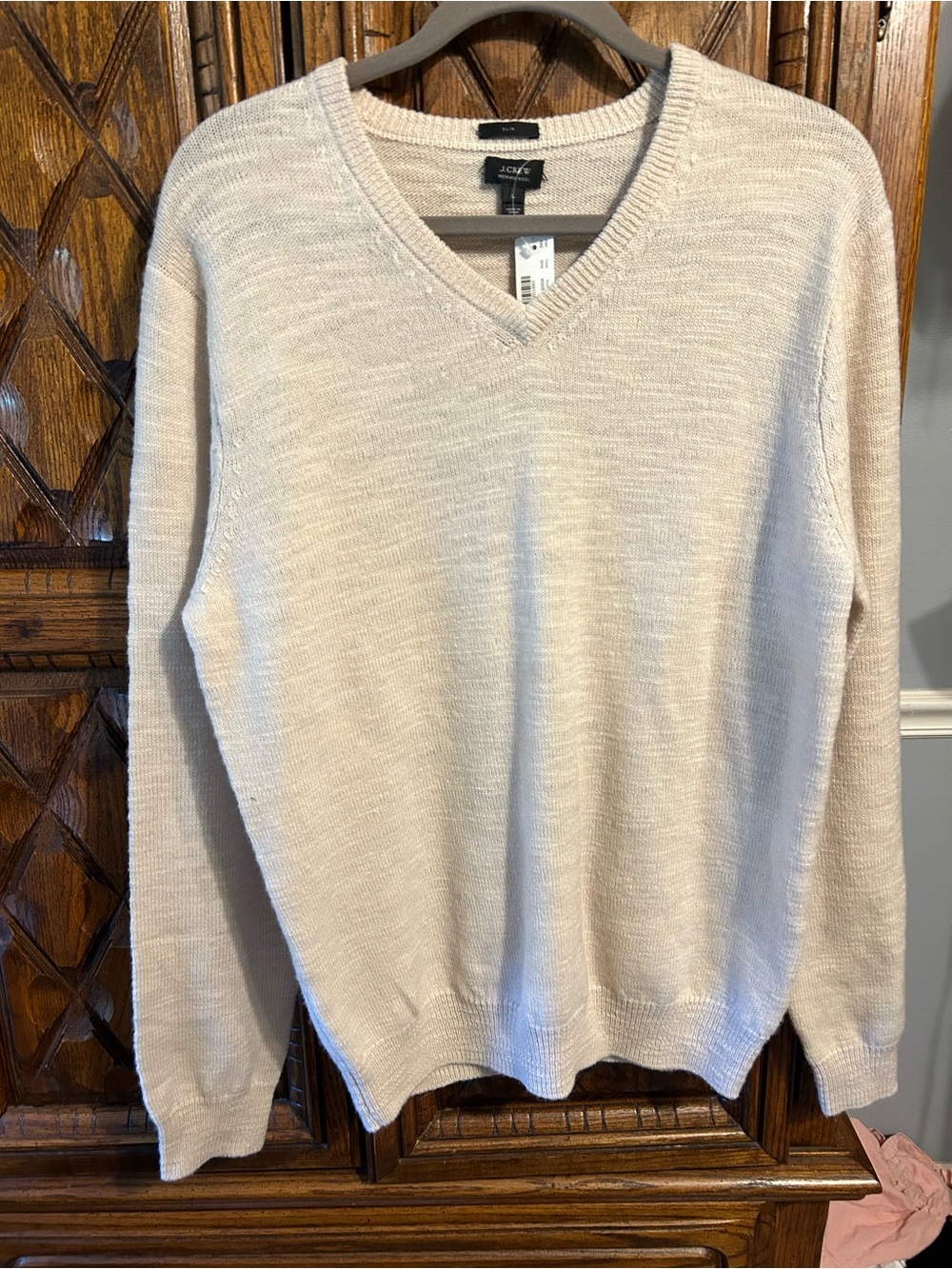 J. Crew Men’s V-Neck Sweater in Light Beige
